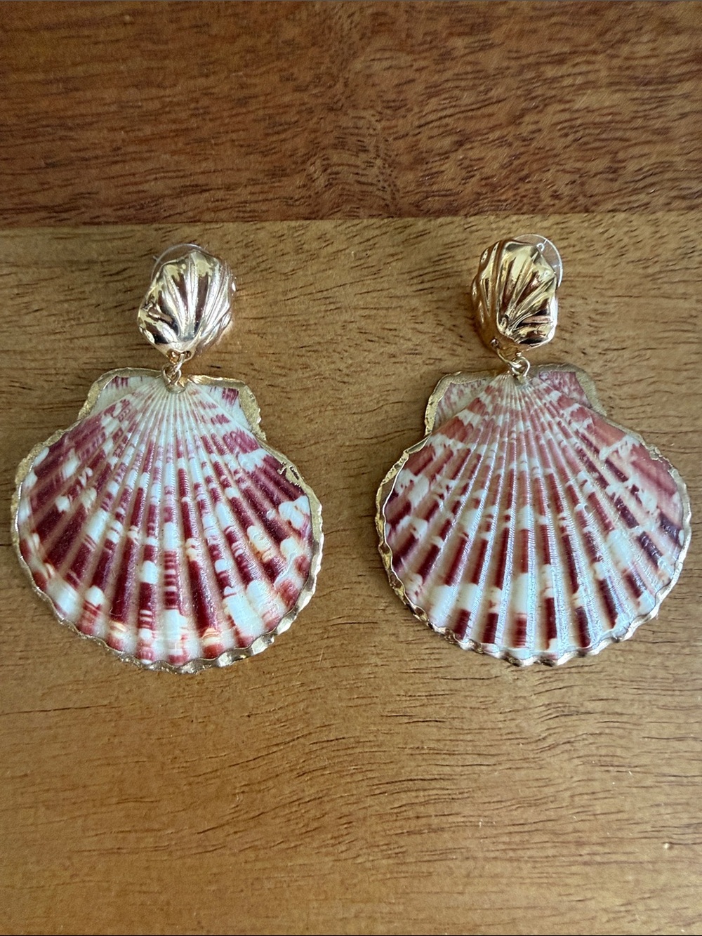 a new day Gold-Trim Shell Drop Earrings - Pink and Cream